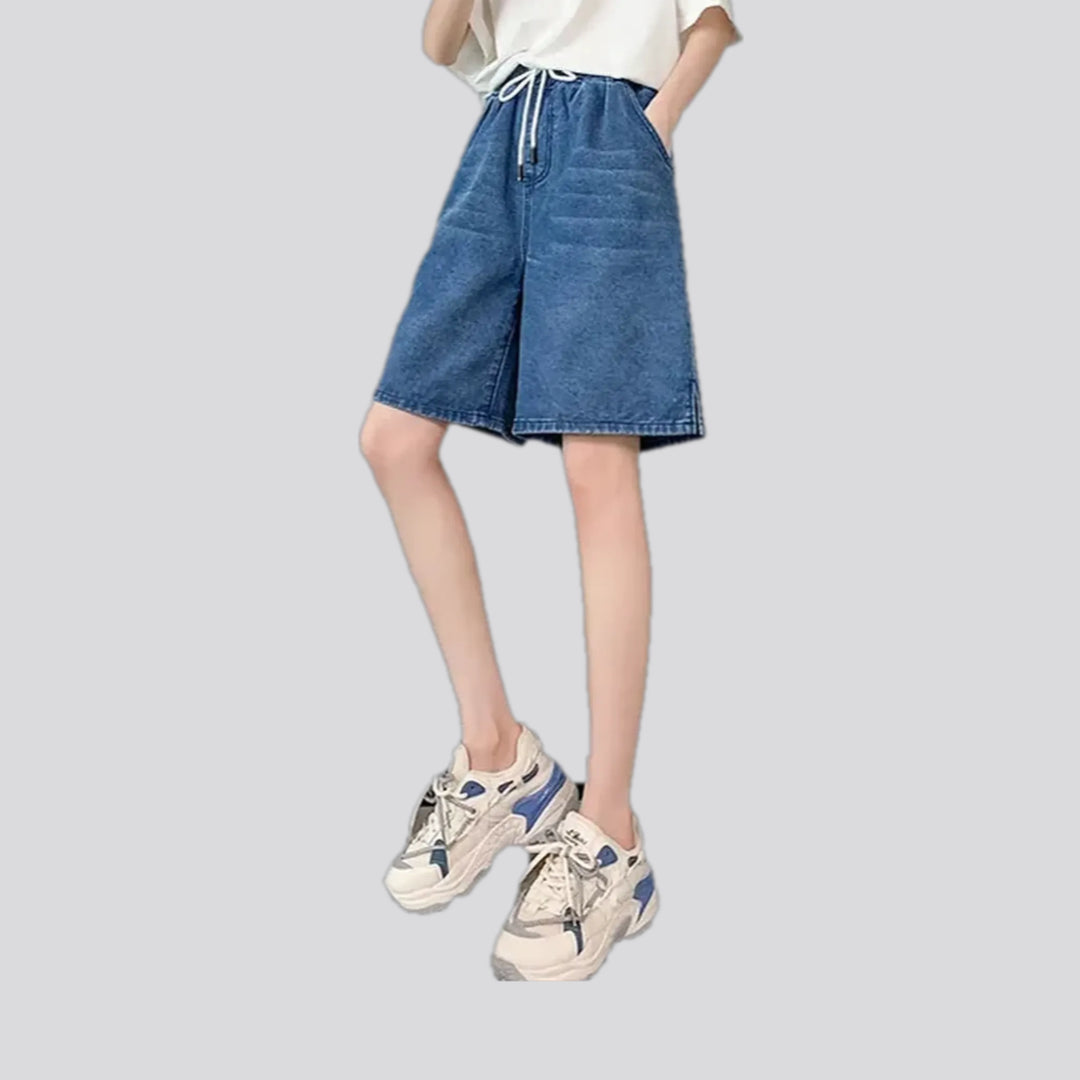 High-waist faded wash fashion women's denim shorts