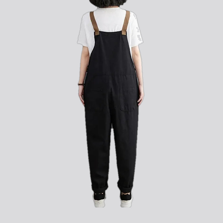 Baggy style monochrome women's denim overall