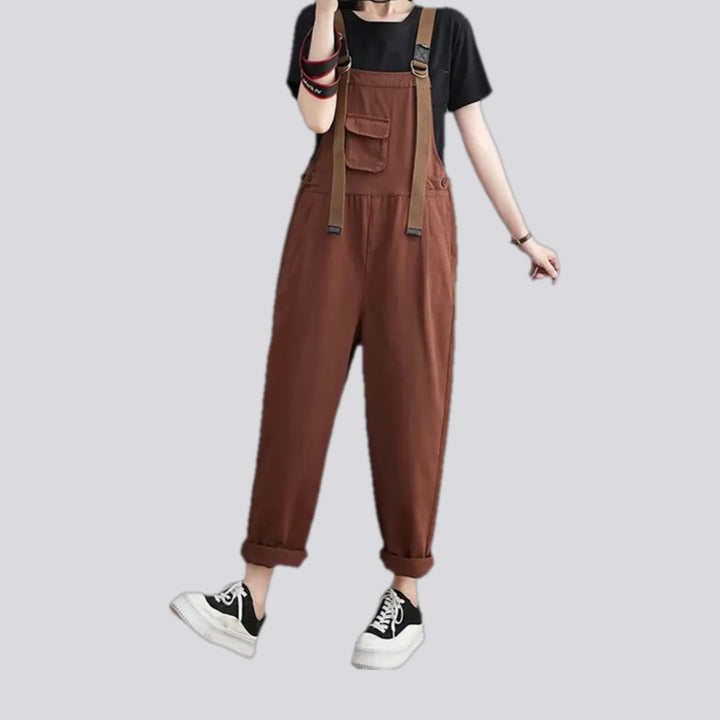 Baggy style monochrome women's denim overall