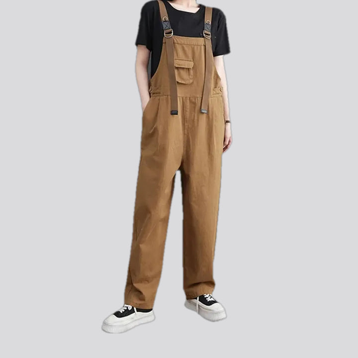 Baggy style monochrome women's denim overall