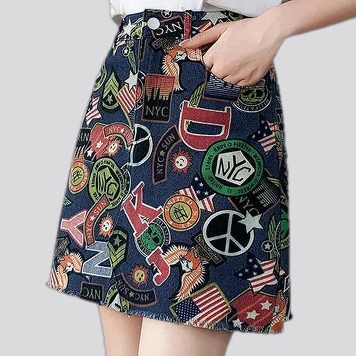 Trendy mini jeans skirt