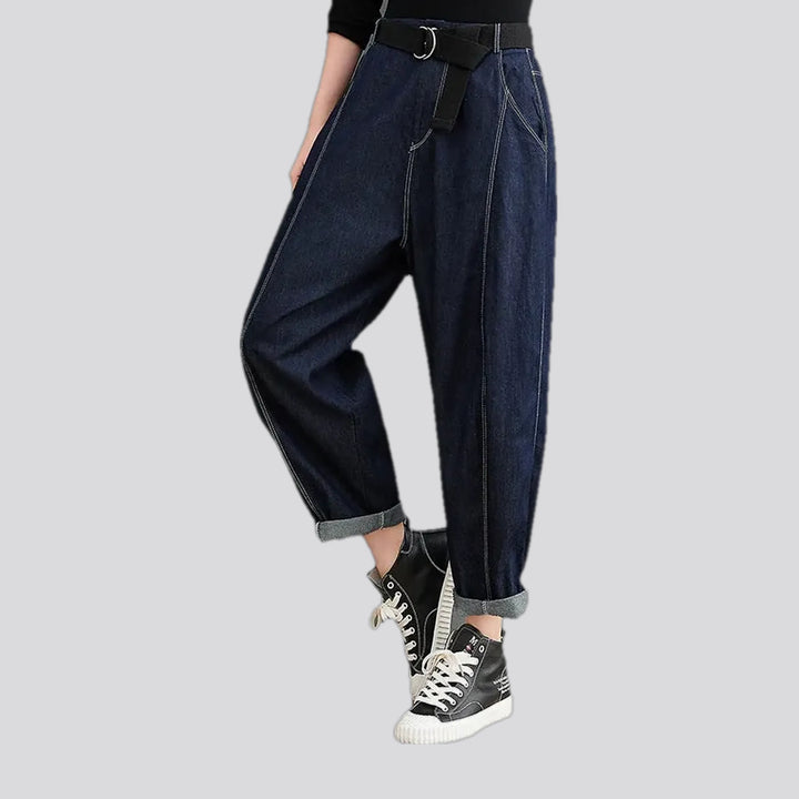 Mid rise fashion baggy fit jeans for ladies