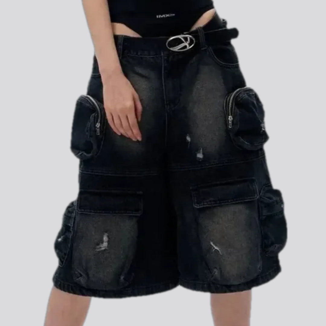 High-waist denim shorts for ladies