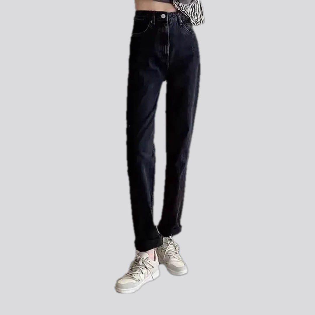 Whiskered mom-fit women's jeans