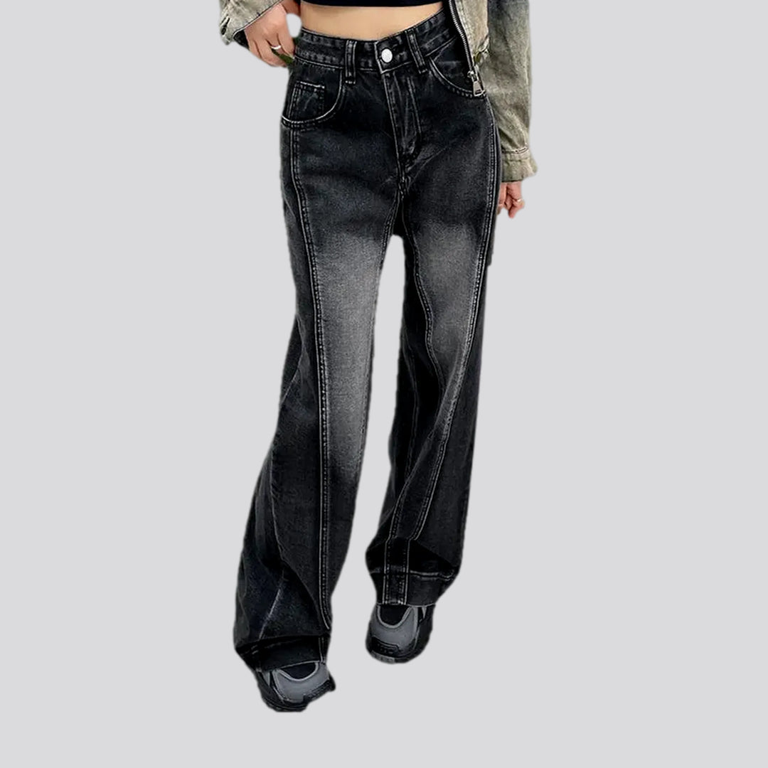 Wide fit contrast stylish women's jeans