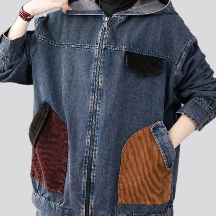 Trendy multi-color fashion women's jean jacket