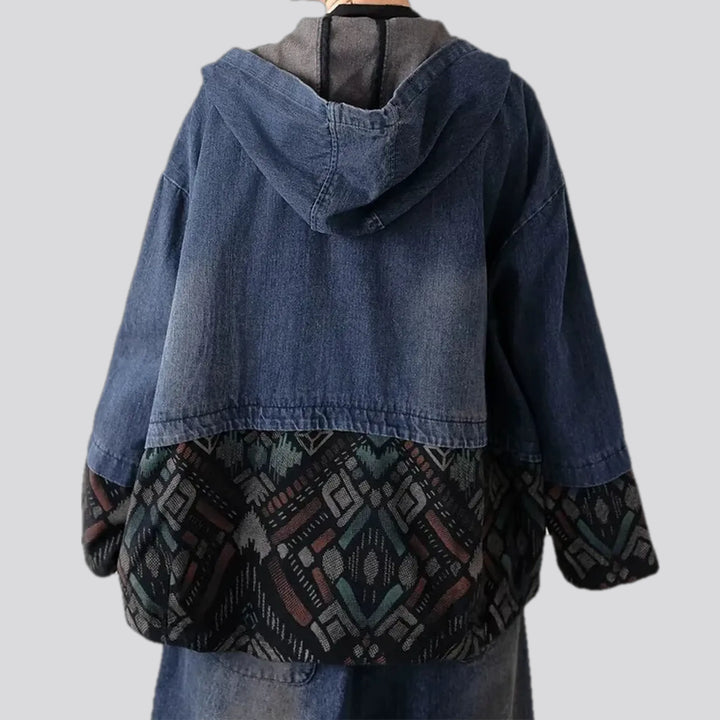 Ethnic oversized women's denim jacket