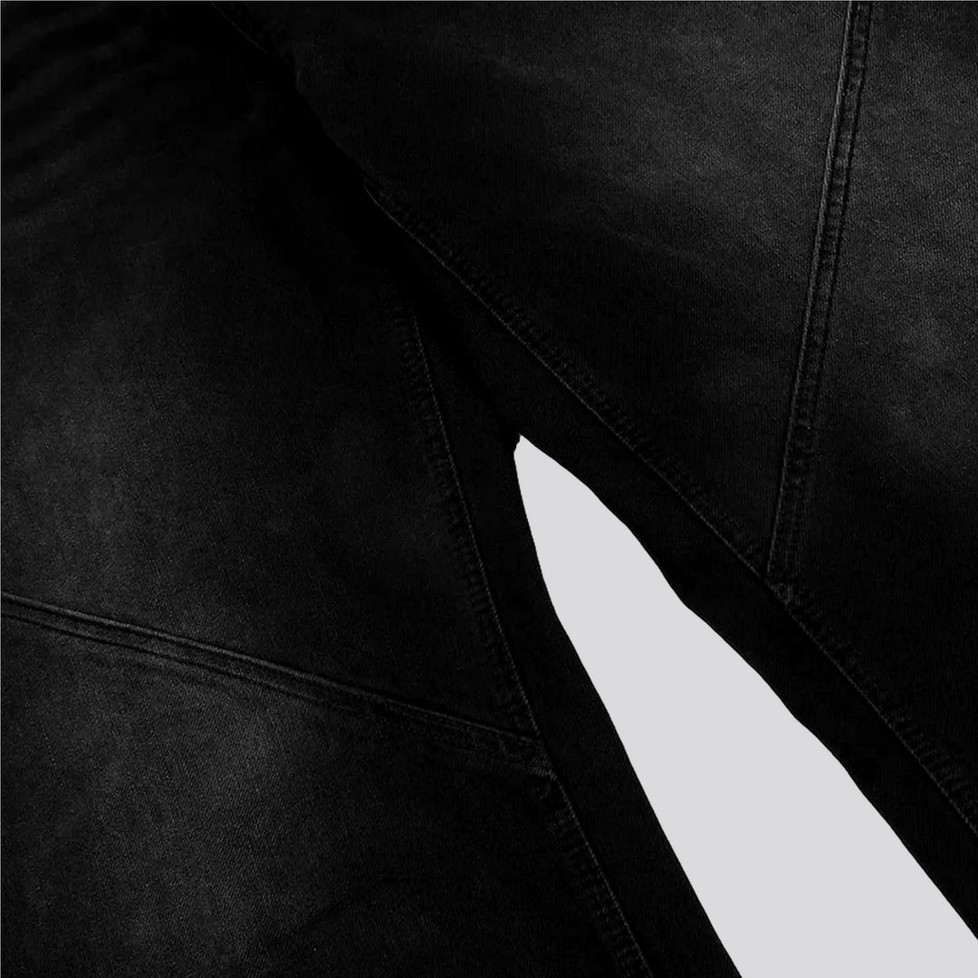 Whiskered seam detail men's denim pants