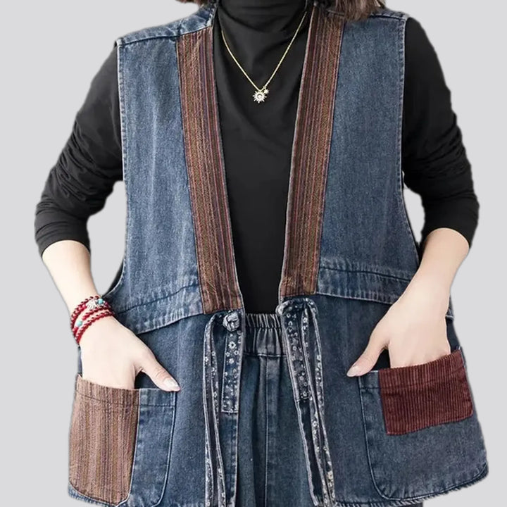 Oversized women's jean vest