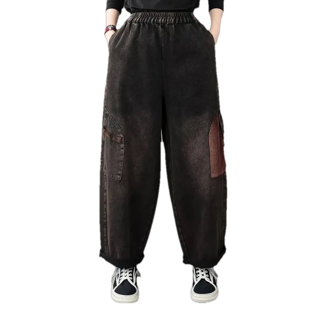 Faded Lines Casual Boho Corduroy Pants for Women - Brown