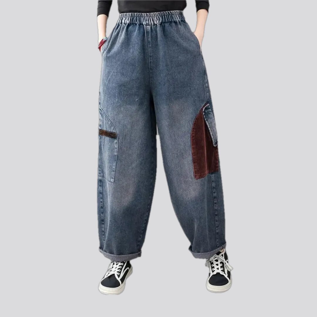 Faded lines casual boho corduroy pants for women