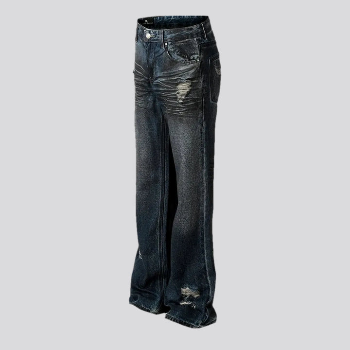 Fashionable mid rise baggy jeans for men