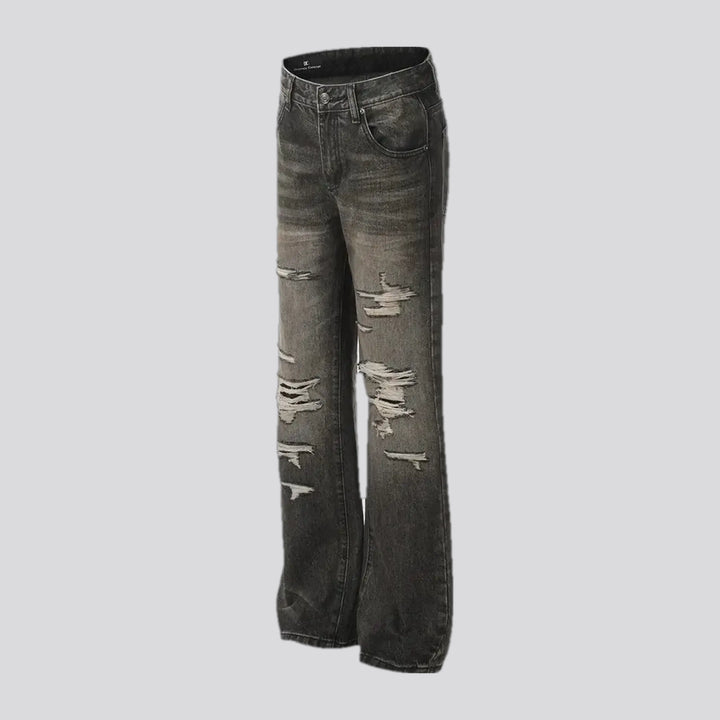 Vintage ripped straight men's jeans