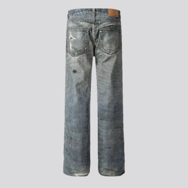 Straight fit torn grunge men's jeans