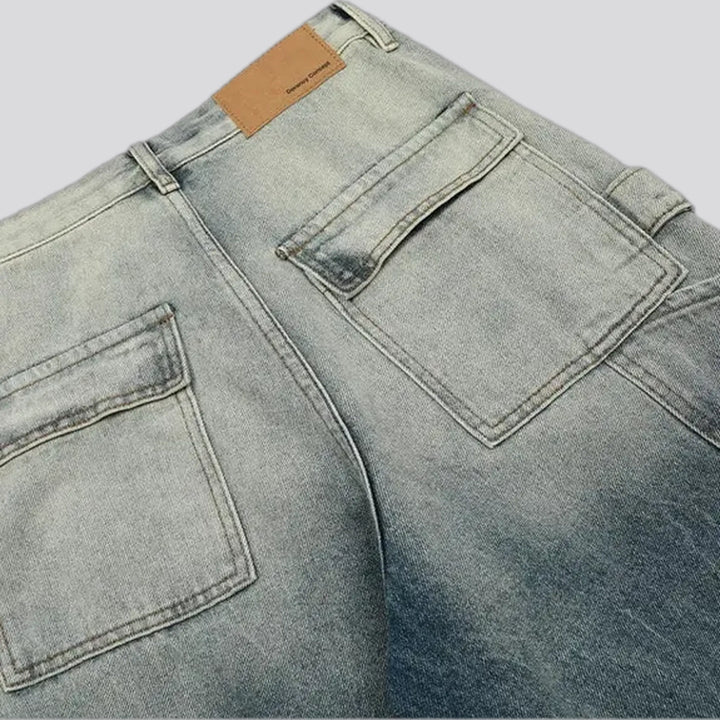 Sanded stonewashed baggy men's jeans