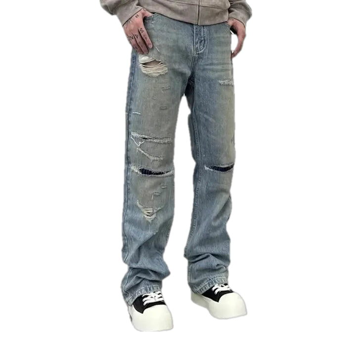 Casual Straight Cut Street Style Men's Jeans - Light Blue