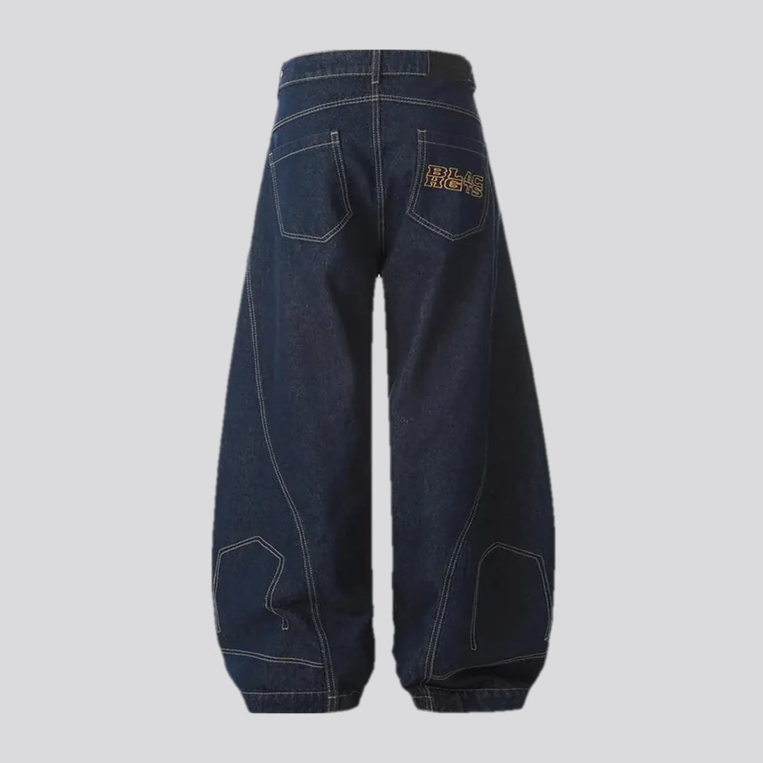 Medium rise barrel shape baggy-fit men's jeans