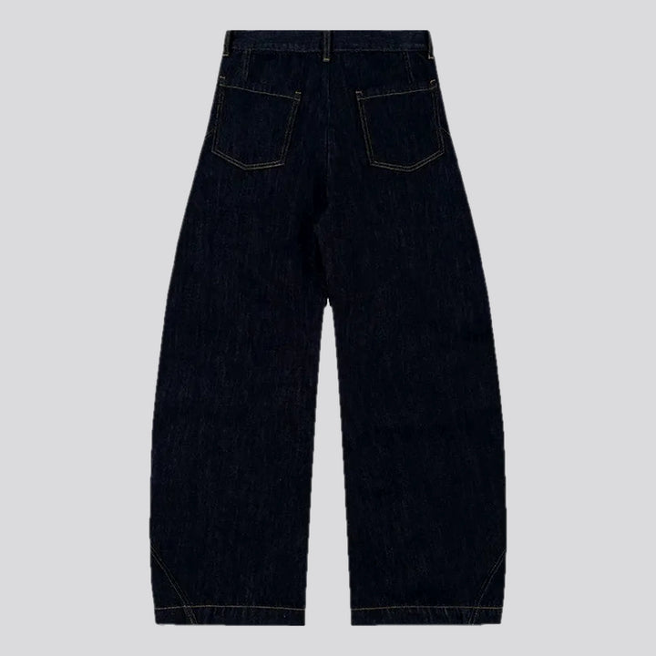 Contrast pattern baggy jeans for men