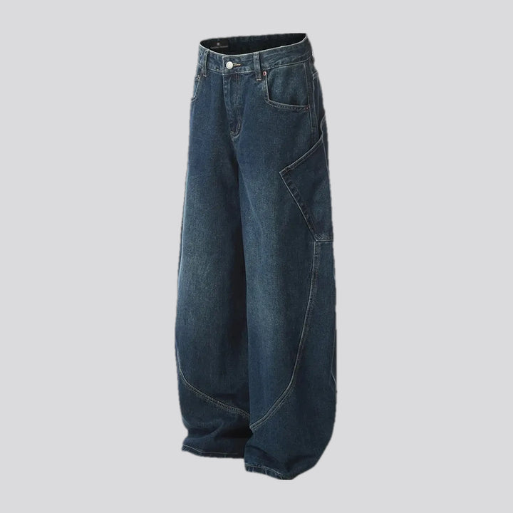 90s style sanded dark men's jeans