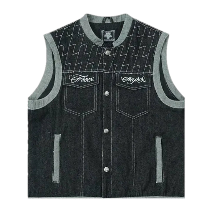 Street Style Regular Fit Men's Jeans Vest - Black