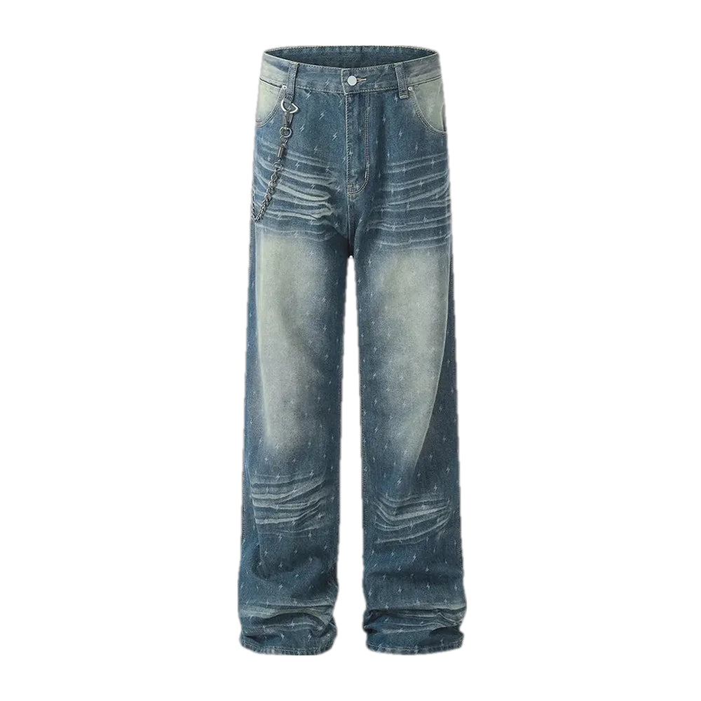 Fashionable Boho Slouchy Men's Jeans - Blue