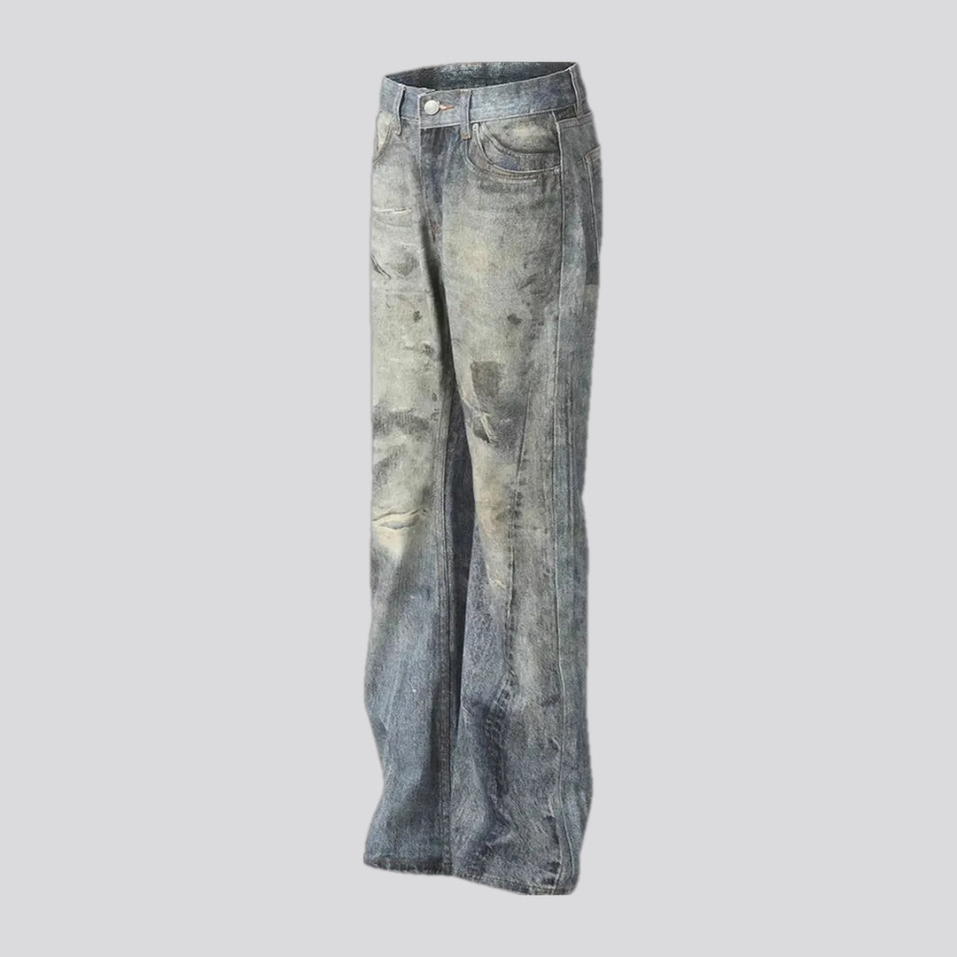 Dirty faded fashion men's jeans