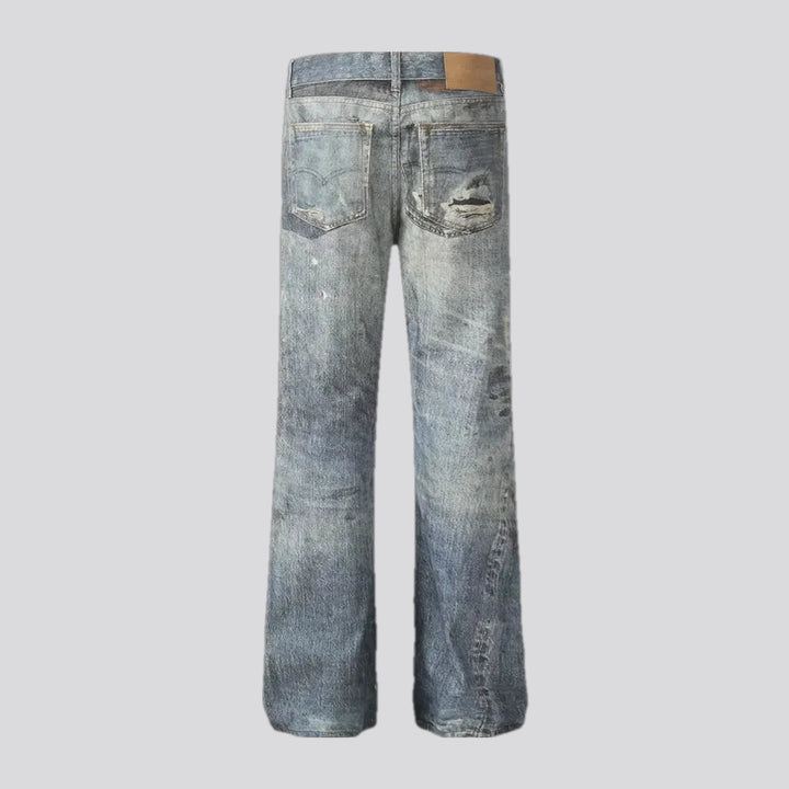 Dirty faded fashion men's jeans