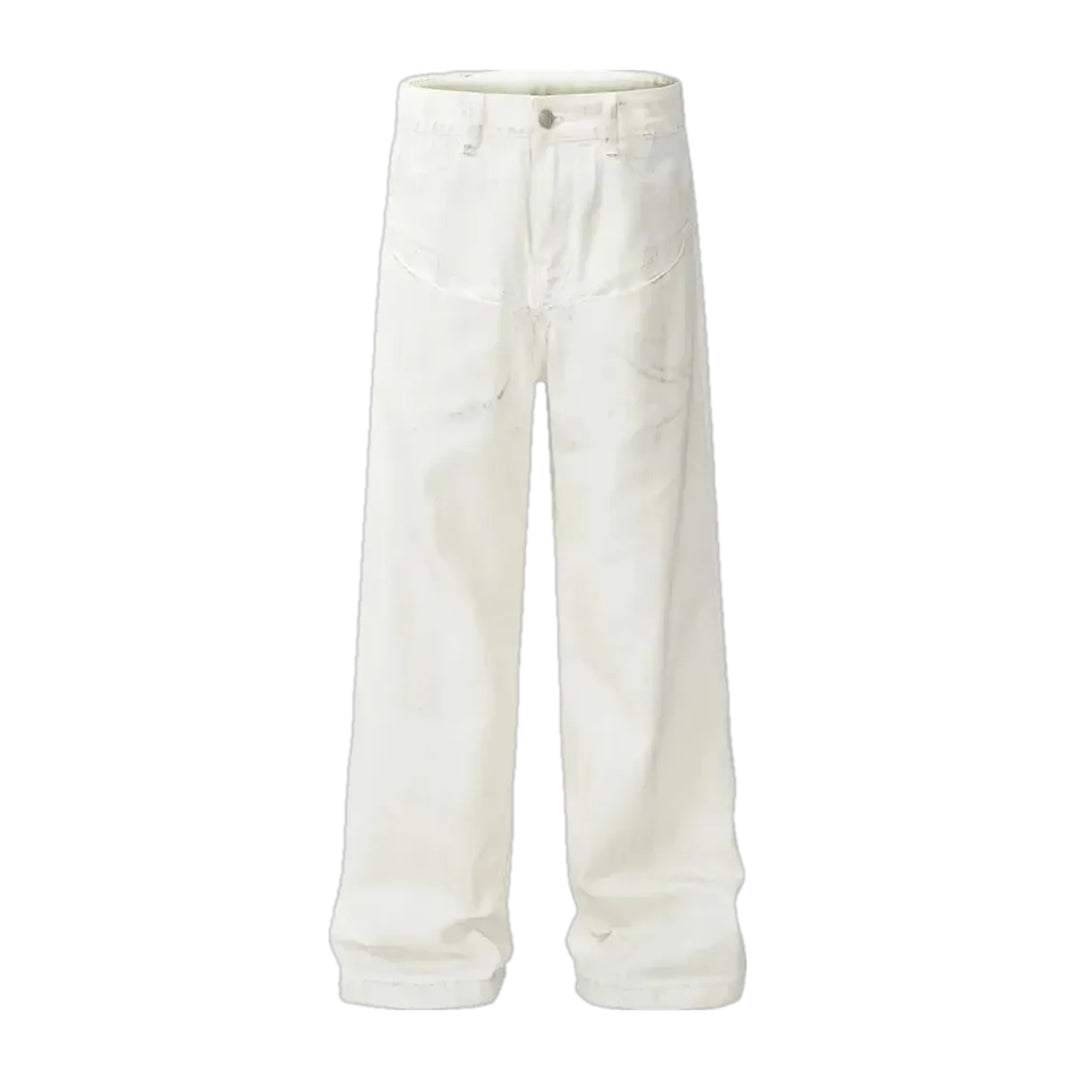 Boho Style Men's Jean Pants - White