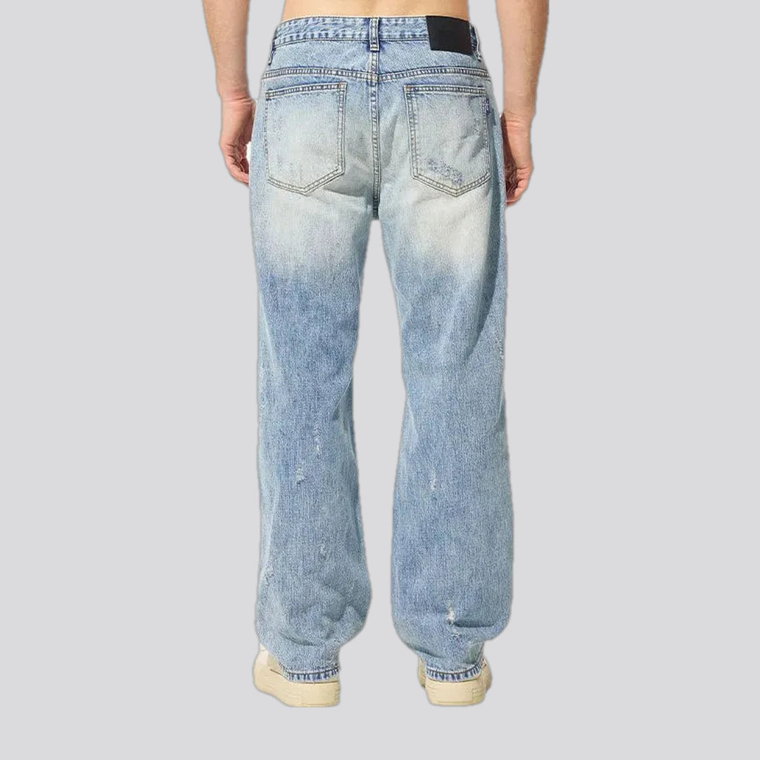 Loose fitting cutout grunge men's jeans