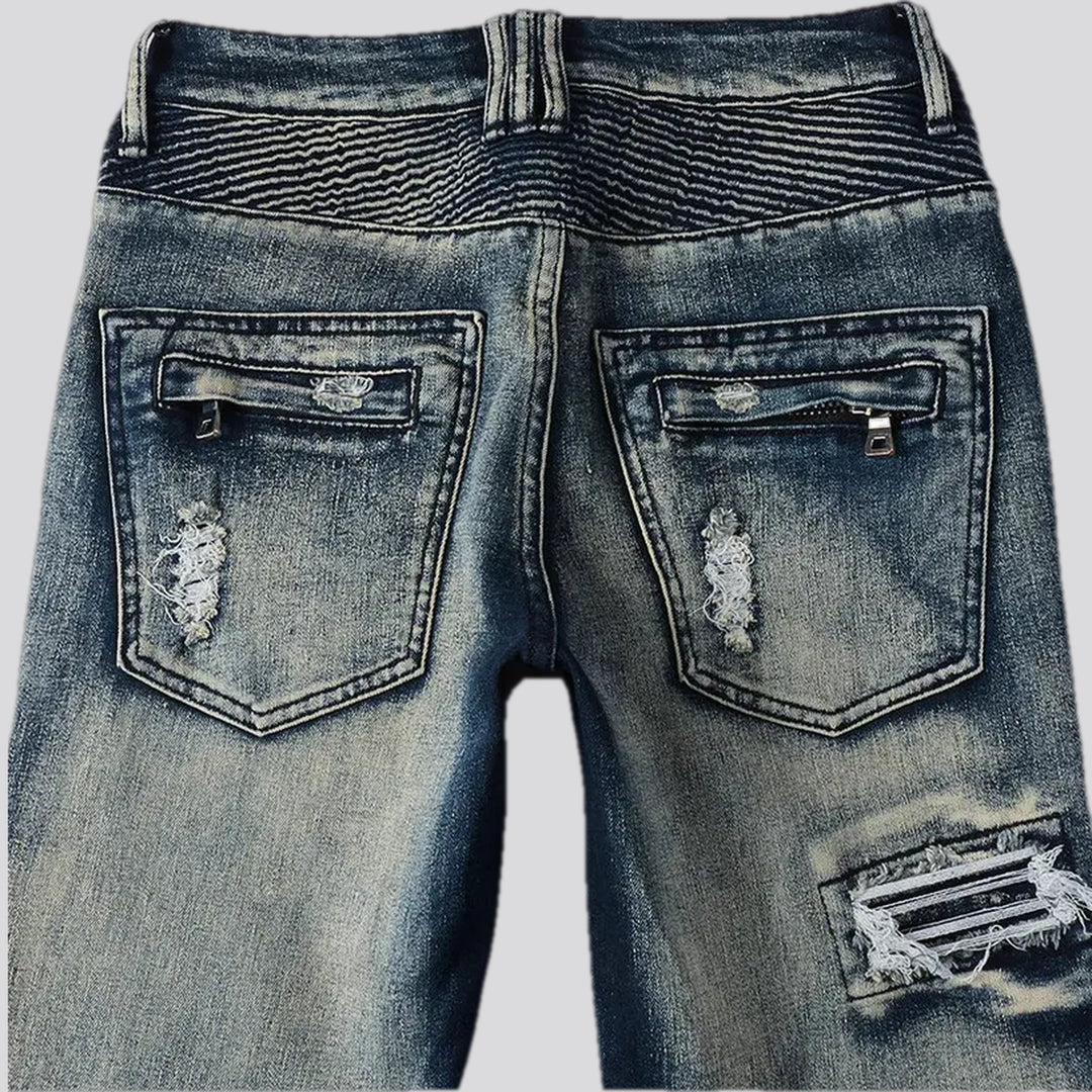 Medium rise stretchable biker men's jeans