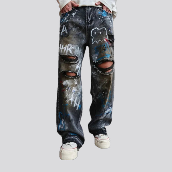 Artistic Painted Baggy Men's Jeans | Jeans4you.shop