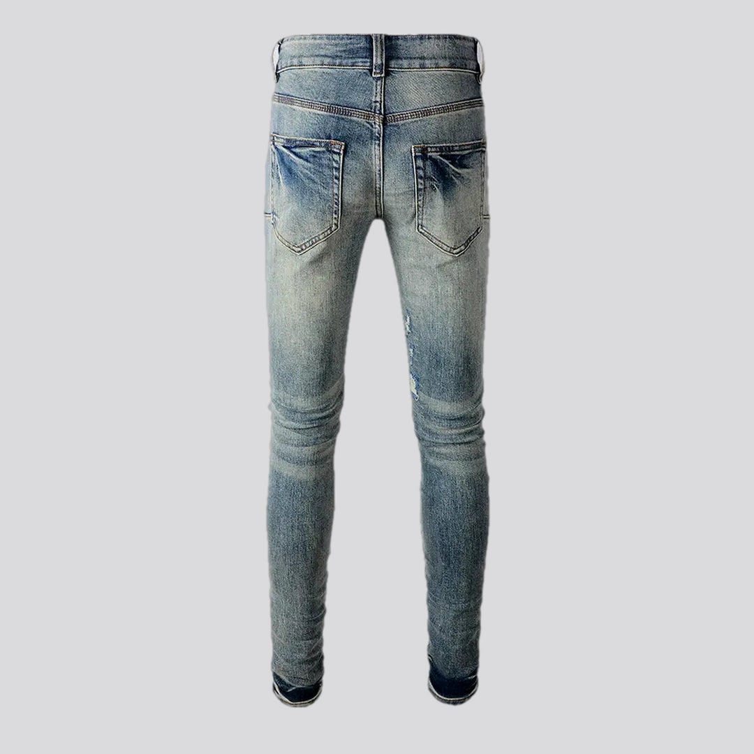 Skinny grunge style stonewashed men's jeans