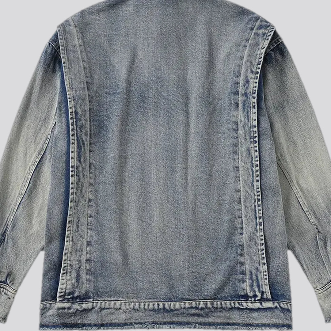 Lightweight faded grunge jeans jacket for men