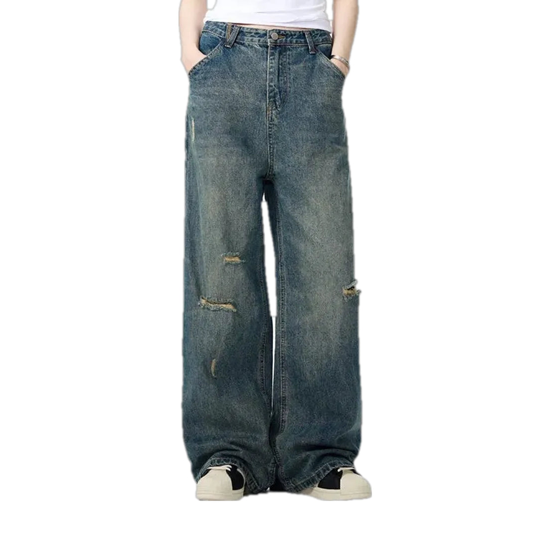 Baggy-leg Vintage Grunge Men's Jeans - Blue