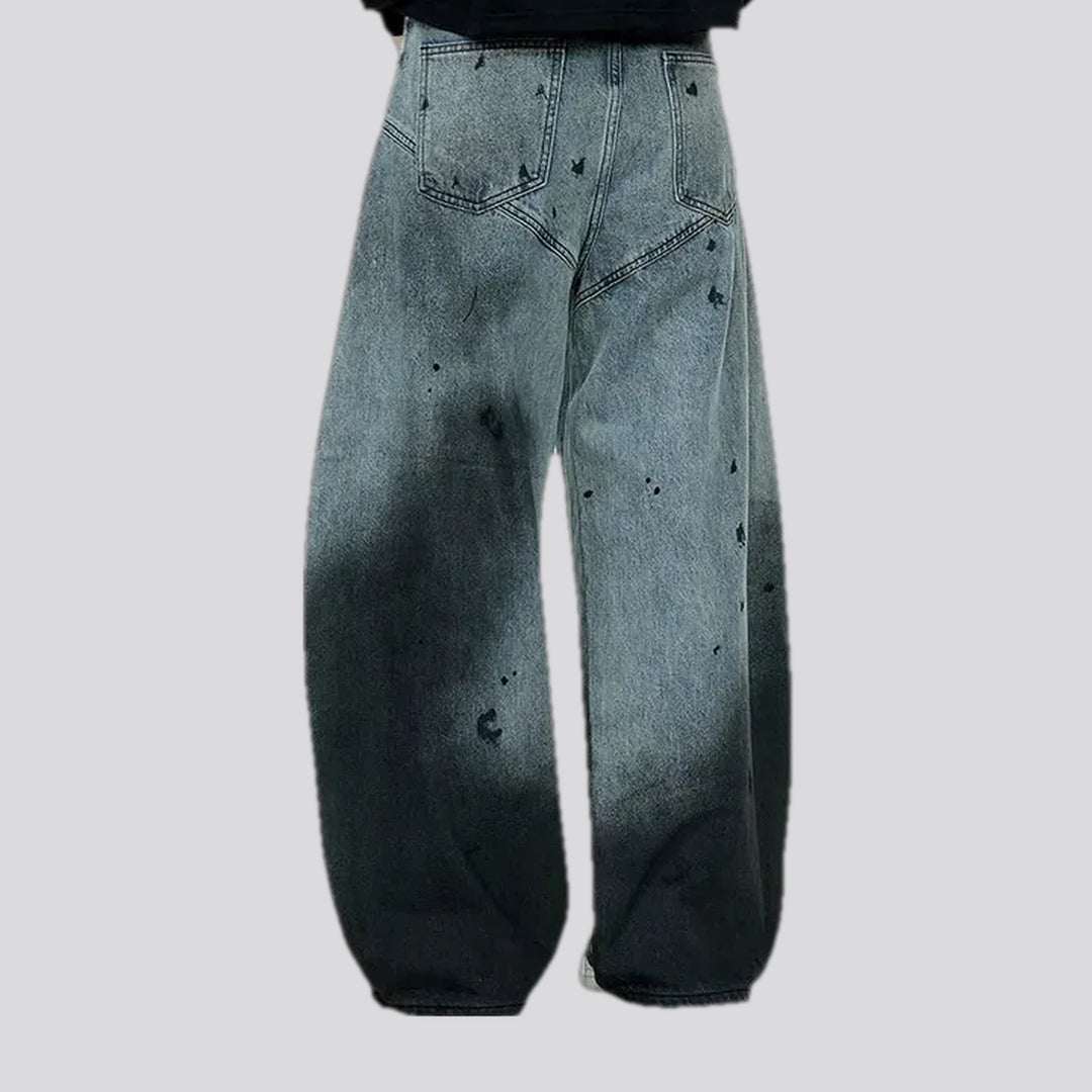 Dark paint boho men's jeans