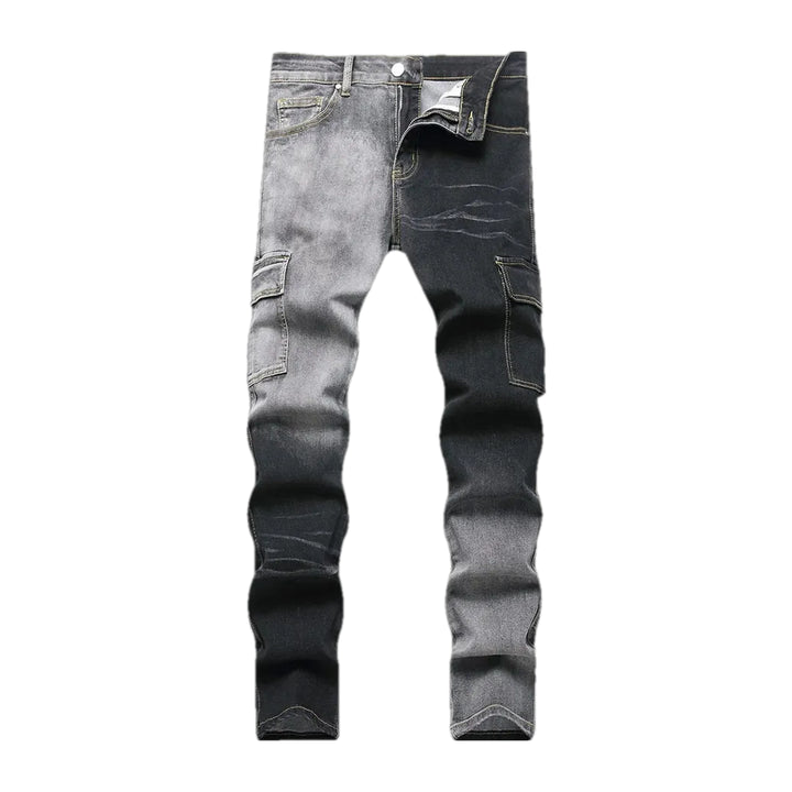 Elastic Mid Rise Jeans for Men - Grey