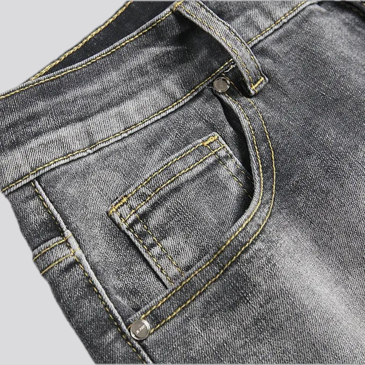 Elastic mid rise jeans for men