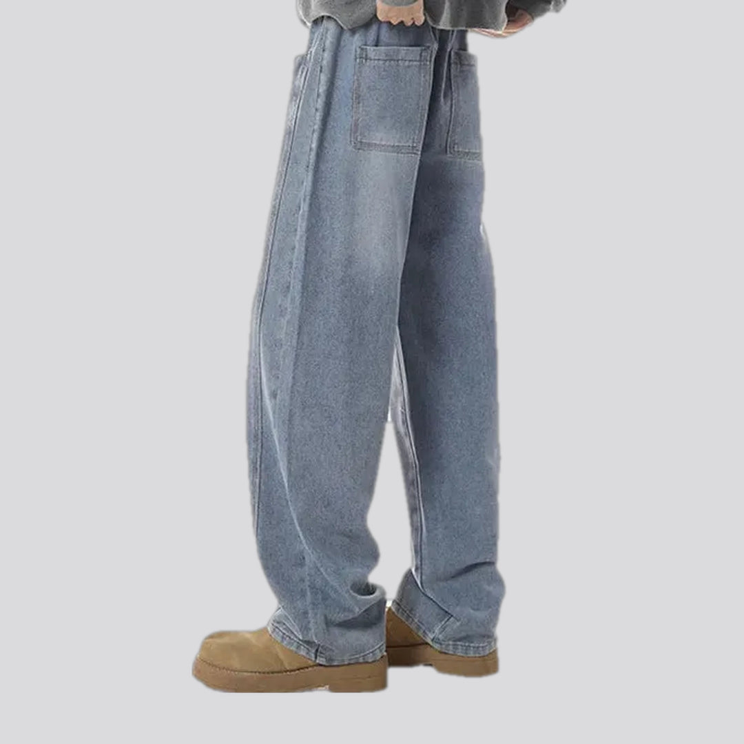 Baggy fashion light washed men's jeans