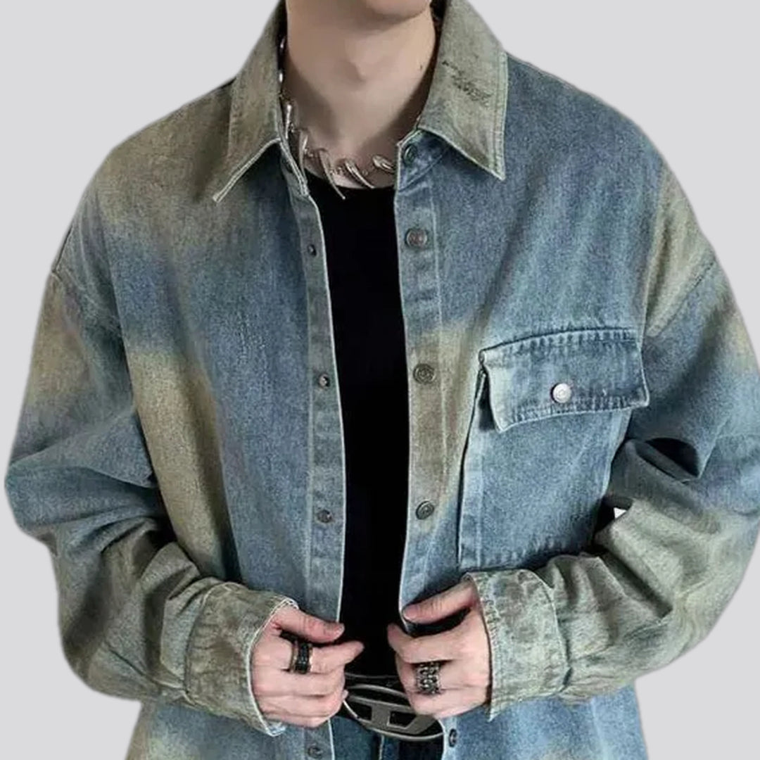 Oversized stonewashed denim jacket for men