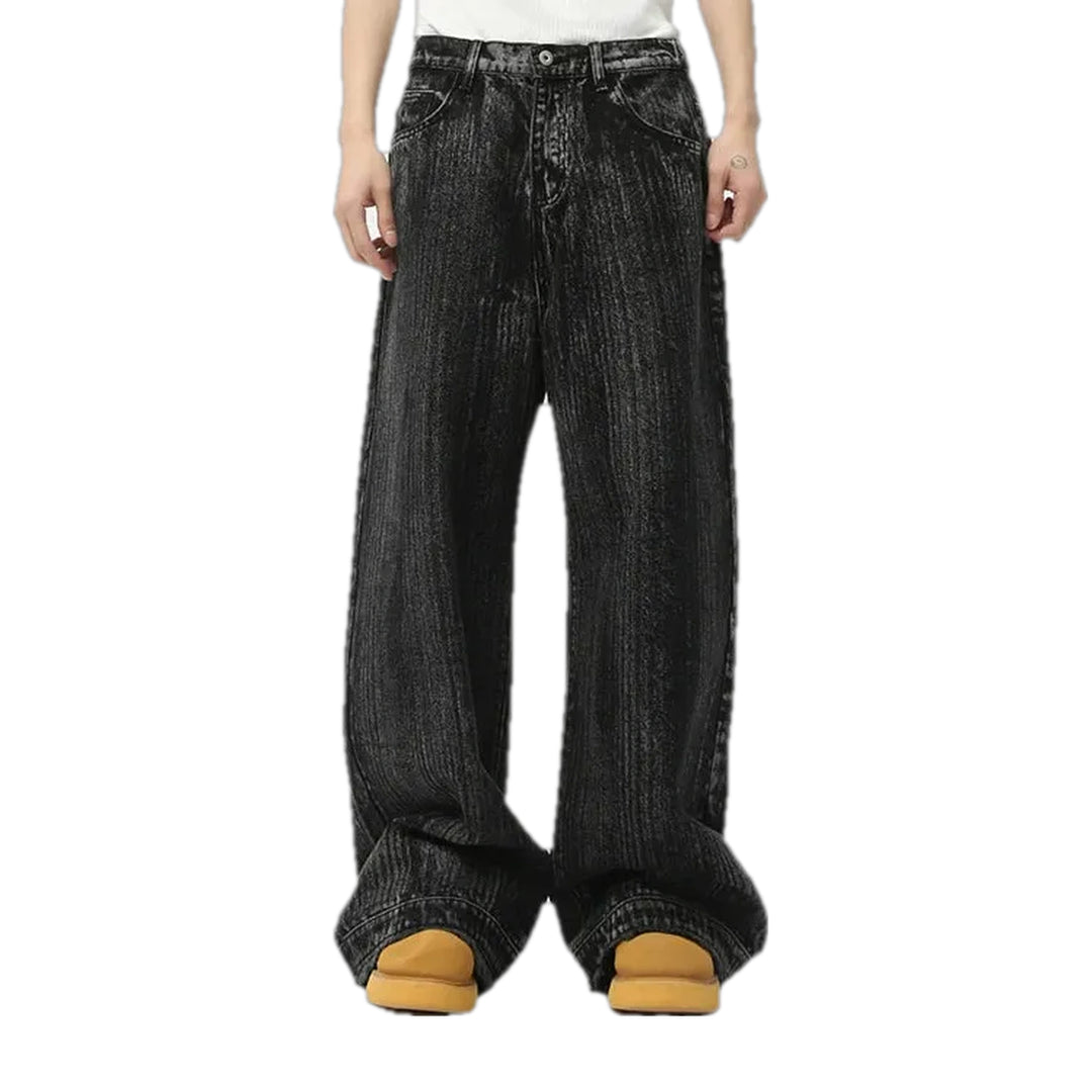 Fashionable Painted Men's Jeans - Black