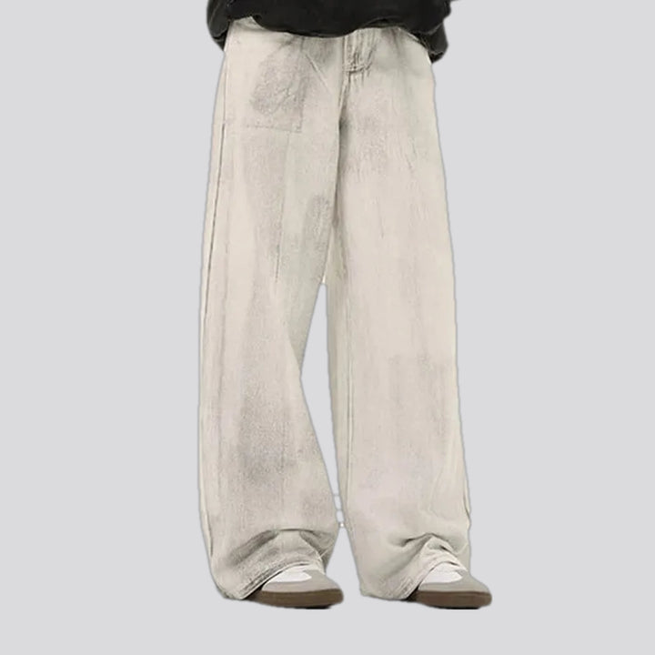 Fashionable washed out baggy men's jeans