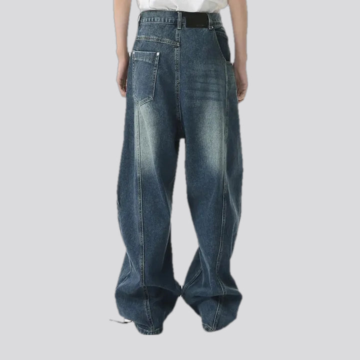 Contrast pattern faded men's jeans