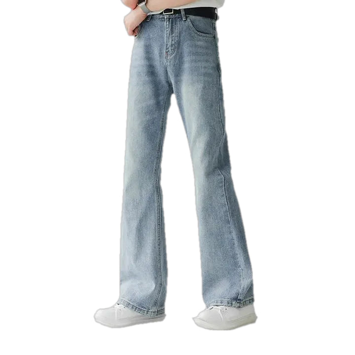 Mid Rise Light Creased Men's Jeans - Light Blue