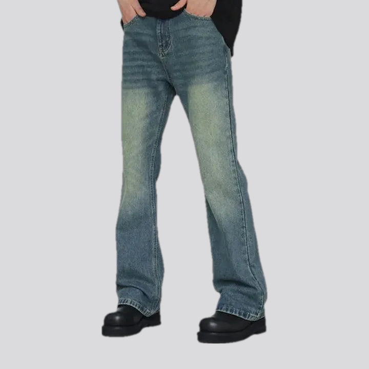 Mid rise light creased men's jeans