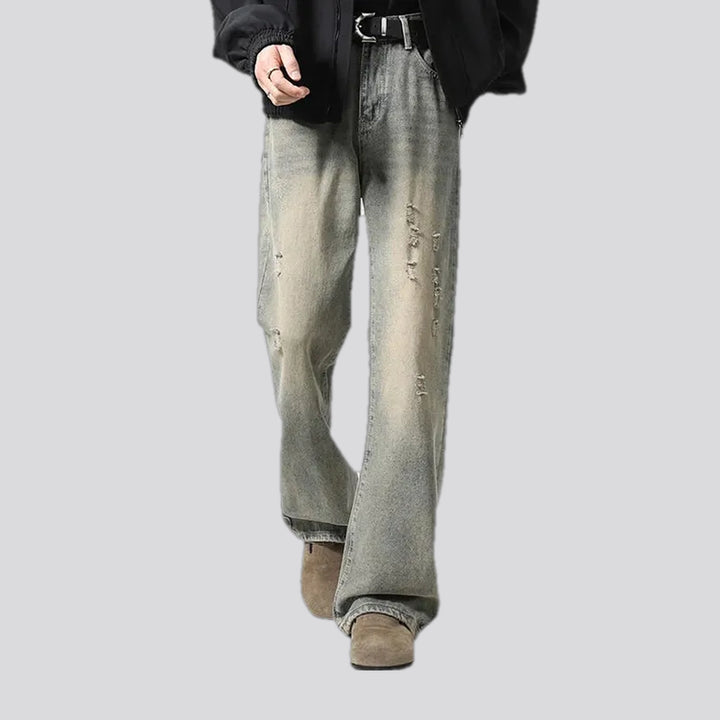 Stonewashed fashion street jeans for men