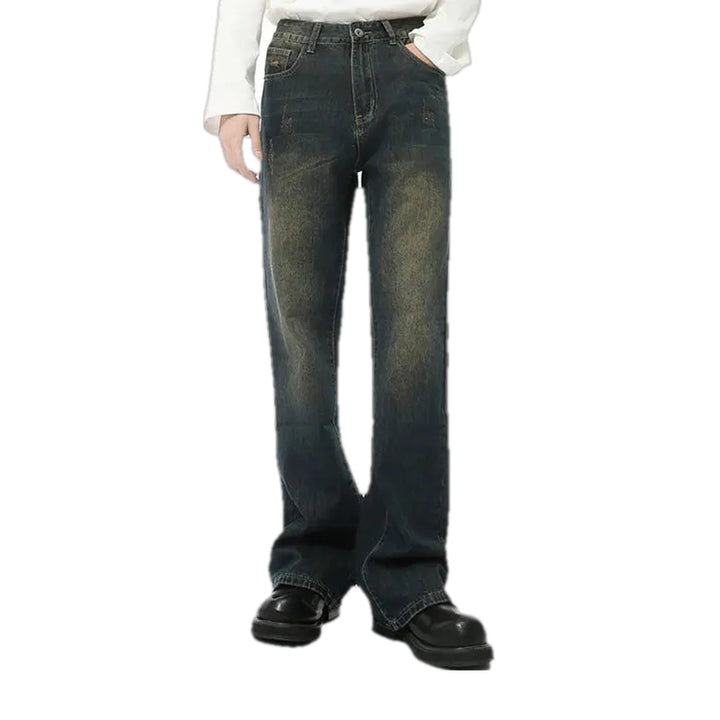 Dark Faded Bootcut Men's Jeans - Dark Blue