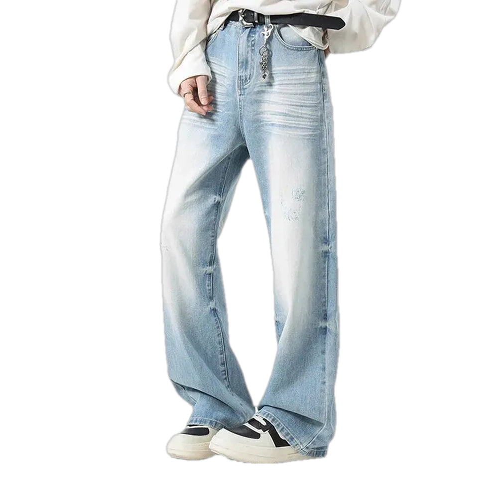 Creased Light Fashion Men's Jeans - Light Blue