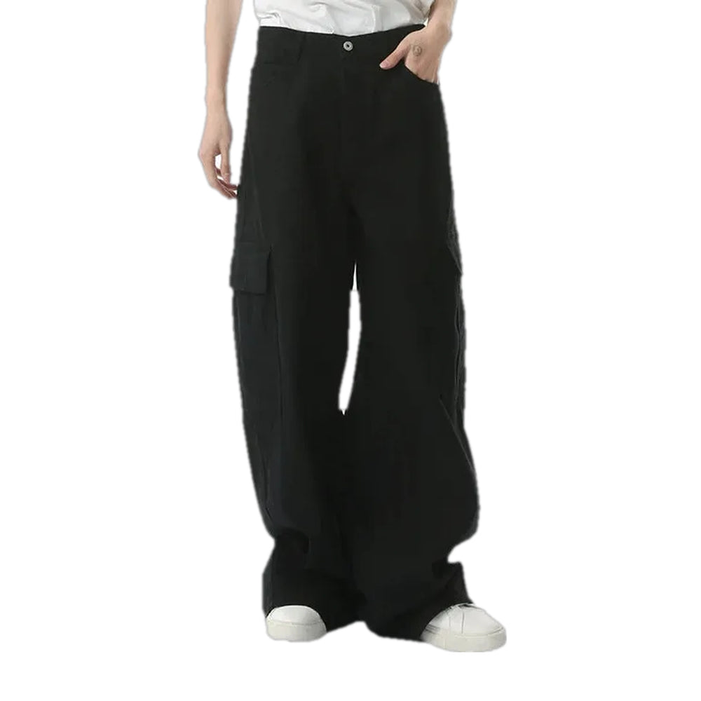 Baggy Cargo High Rise Men's Jean Pants - Black