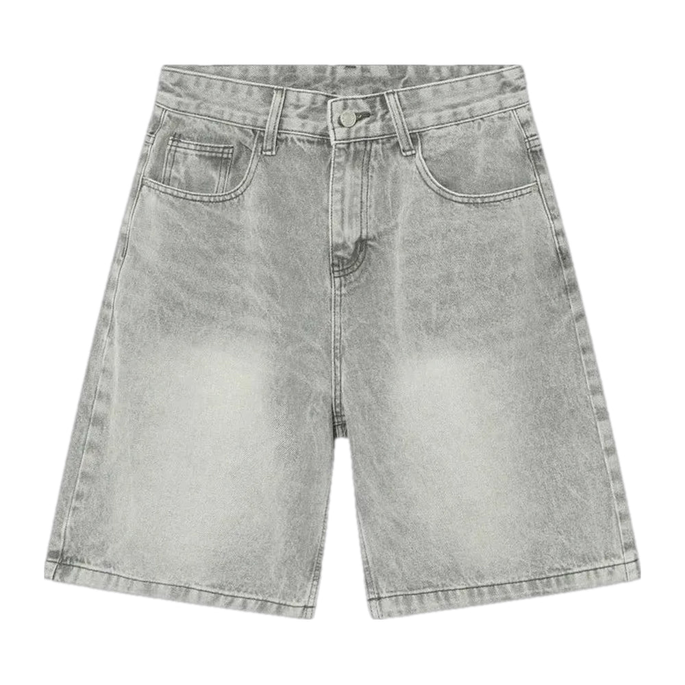 Midweight Whiskered Men's Denim Shorts - Grey