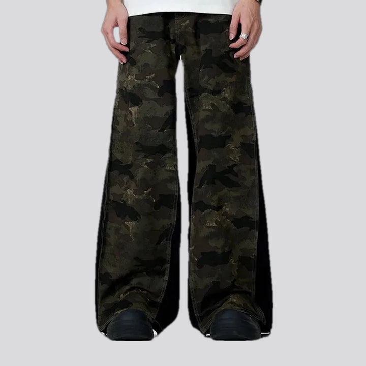 Baggy fit stylish camouflage men's denim pants